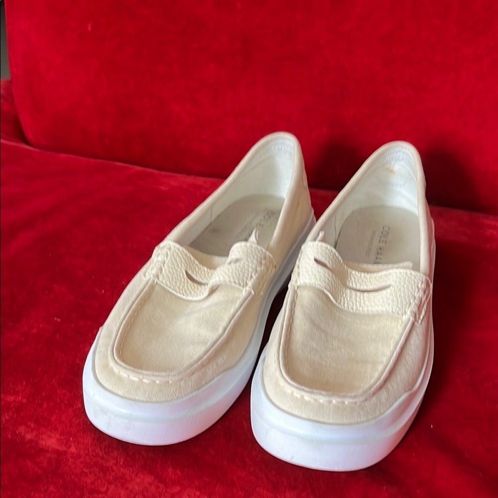 Cole Haan Cream and White Casual Loafers